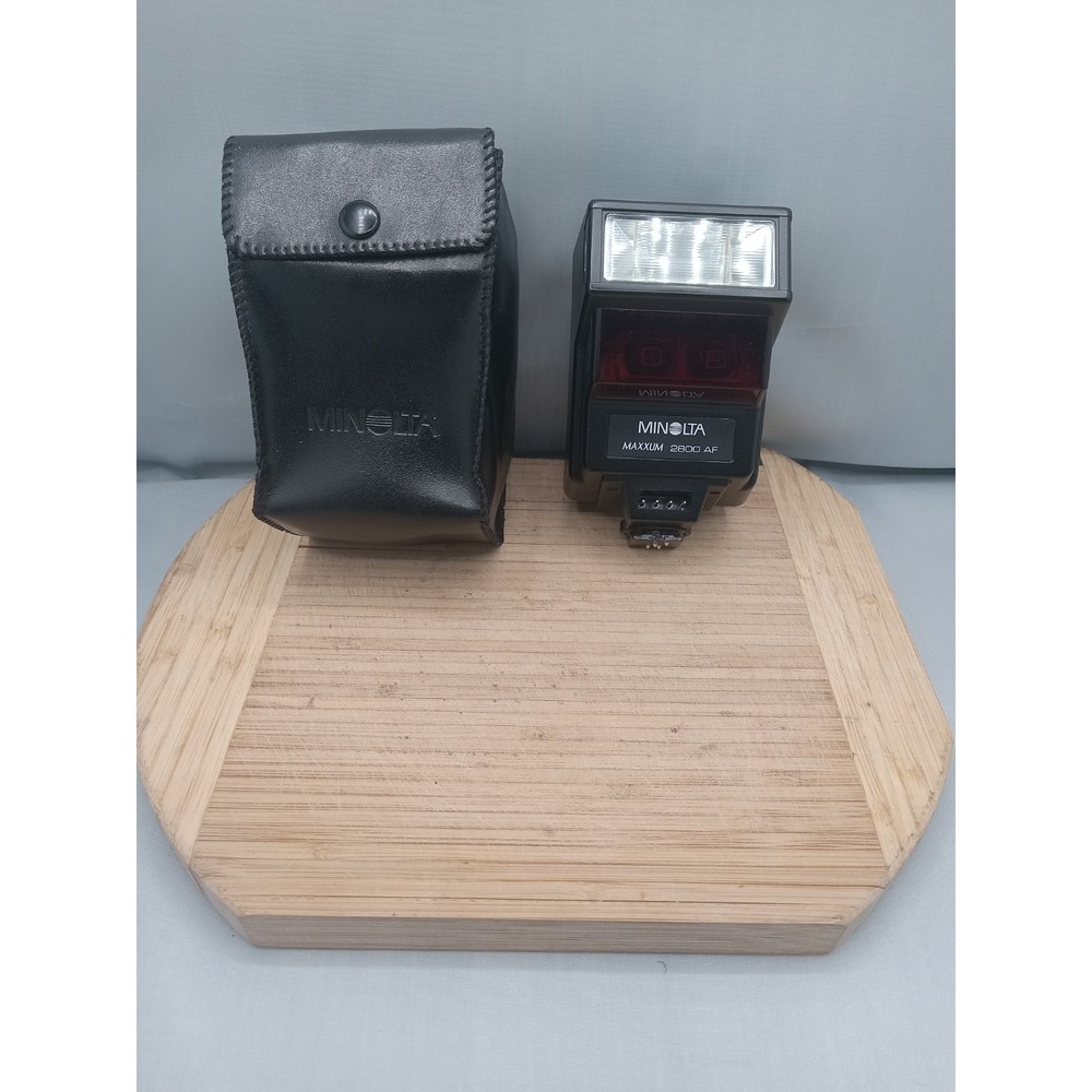 Minolta Maxxum 2800 AF‎ Shoe Mount Flash w/ Black Case For Camera Tested Working